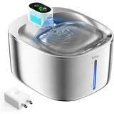 WILKIEE Katzenbrunnen Edelstahl,4,1 L Trinkbrunnen für Katze Kabellos, 4000mAh Akku katzenbrunnen mit bewegungsmelder, leiser Wasserpumpe, Für Katzen & Kleine Hunde, mit Einem Satz Filter