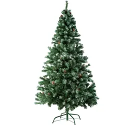 TECTAKE Weihnachtsbaum künstlich mit Zapfen und Metallständer 180cm - grün