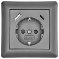 LEDmaxx USB2203 Schutzkontakt-Steckdose Anthrazit