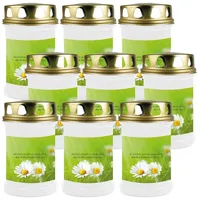 HS Candle Grabkerze GK-04210 (9-tlg), Grabkerze Brenndauer 48 Stunden mit Motiven