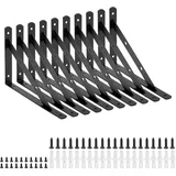 Cherbowing Regalhalterung Dreieckig 10 PCS 300x200mm Regalwinkel Wand dekorative Regalträger 90° Winkel Regal schwarz metall mit Schrauben