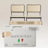 Haris Børn® Design Freischwinger Stühle Wiener Geflecht (2er Set) Schwarz – Made in Italy – Esszimmerstühle & Küchenstühle – Handgefertigter rattanstuhl - 30 Tage Geld-zurück