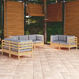vidaXL Garten-Lounge-Set 7-tlg. grau Kiefer Massivholz