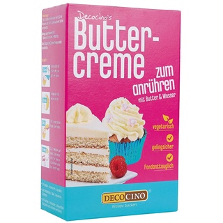DECOCINO Vanille Buttercreme Fertigmischung (250g) - fertige Buttercreme Mischung im Vanille Geschmack, ideal für Torten, Kuchen und Cup Cakes, Topping, Motivtorten, Frankfurter Kranz, Geburstag