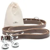 Freudentier Hundeleine aus zertifiziertem Leder 2m verstellbar dunkelbraun 2 cm