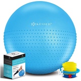 KESSER Gymnastikball, Yogaball Massageball Sitzball mit Luftpumpe Pumpe BPA-Frei Büro Anti-Burst als Fitness Yoga Core blau 65 cm