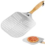 Pizzaschieber Pizzaschaufel Pizzaschieber,Pizzaschieber mit einklappbarem Holzgriff,Pizza schieber,Hochwertige Pizzaschaufel aus Aluminium,Pizza Zubehör,Gourmet Pizzaheber für hausgemachte Pizzen,Brot