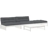 vidaXL 4-tlg Garten-Lounge-Set mit Kissen Weiß Massivholz Modell 2