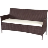 Mendler 3-Sitzer Poly-Rattan Gartenbank Halden, Sitzbank ~ braun-meliert, Kissen creme