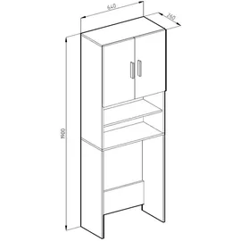 Vicco Waschmaschinenschrank Weiß - Badregal Regal Hochschrank für Waschmaschine Trockner