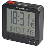Atrium Funkwecker Reisewecker klein Digital Quarz LCD sensorgesteuertes Nachtlicht Beleuchtung Schwarz A740-7
