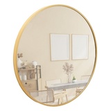 Terra Home Wandspiegel - Rund, 60x60 cm, Roségold Gold Kupfer, Modern, Metallrahmen Spiegel - für Flur, Wohnzimmer, Bad oder Garderobe