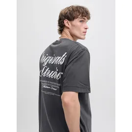JACK & JONES Rundhalsshirt JORNORREBRO TYPO TEE SS CREW NECK NOOS Baumwolle, relaxed fit grau S (48)