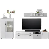furn.design Wohnwand weiß Metall, Nachbildung, 285x170x42 cm, Wohnzimmer, Wohnwände, Anbauwände