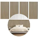 4x Akustikpaneel Holz 120x60 cm Wandpaneele MDF-Lamellen auf PET-Filz, Lamellenwand Schallschutz Raumakustik Naturholz