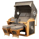 deVries PURE® Strandkorb deVries PURE® Sailor XL - PE stone grey - Dessin 248, BxTxH: 135x90x165 cm, Halblieger, Ostsee-Strandkorb, feines Teakholz - inkl. Rückholfeder und Schutzhülle grau