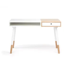 WoodMan Schreibtisch »Sonnenblick« zweifarbig, abgerundete massive Beine, FSC®-zertifiziert,