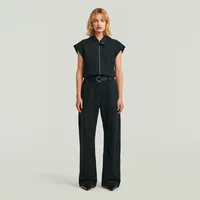 G-Star Soft Sculpt Jumpsuit aus Viskose-Mix mit Reißverschluss und Gürtel, Dunkelblau, - XS