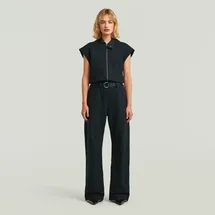 G-Star Soft Sculpt Jumpsuit aus Viskose-Mix mit Reißverschluss und Gürtel, Dunkelblau, - XS
