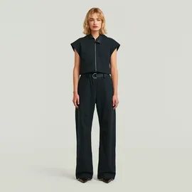 G-Star Soft Sculpt Jumpsuit aus Viskose-Mix mit Reißverschluss und Gürtel, Dunkelblau, - XS