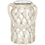 Beliani Laterne Glas weiß 28 cm cremeweiß
