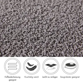 Andiamo Teppichboden ANDIAMO "Softness, Velours, Gesamthöhe 17 mm, Luxusklasse LC5", grau, B:400cm L:450cm, Kunstfaser, Teppiche, Uni Farben, Breite 400 cm, besonders weich, Wohnzimmer, Schlafzimmer