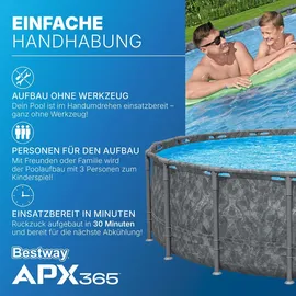 BESTWAY APX365TM Frame Pool Set Ø 549 x 132 cm inkl. Sandfilteranlage, Abdeckplane und Poolleiter