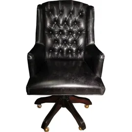 Casa Padrino Chefsessel Leder Schwarz