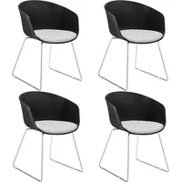 Tectake tectake® Kunststoff-Armlehnstuhl, Kunststoffschale, gepolstert, schlanke Stahlbeine, 59,5 x