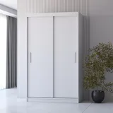 fabryka mebli idczak Schwebetürenschrank Neomi 04 - Weiß/Weiß, 120cm, moderner Kleiderschrank - Weiß