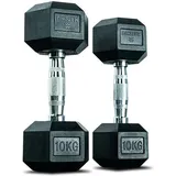 Hanteln Hexagon Set – 2 x 10 kg – Dumbbell Set - Kurzhanteln – Schwarz 10 KG