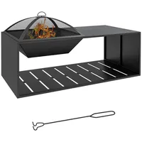 Outsunny Feuerschale,, Schwarz, Keramik, Metall, 51x56x101 cm, Freizeit, Campingzubehör,
