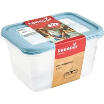 KEEEPER Tiefkühldosenset 2-teilig, Wiederbeschreibbarer Deckel, 2 x 2 l, 20,5 x 15,5 x 10,5 cm, Mia Magic Ice, Nordic Blue