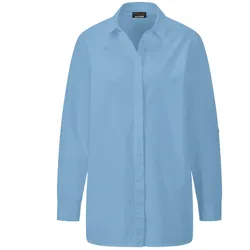 Hemdbluse GOLDNER "Baumwollbluse mit Hemdkragen", Damen, Gr. 44, blau, Obermaterial: 100% Baumwolle CO., Blusen Hemdbluse, Mit Seitenschlitzen