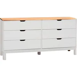 Kommode HOME AFFAIRE "Post", beige (natur, weiß), B:150cm H:75cm T:39cm, Massivholz, Sideboards, massives Kiefernholz, mit vielen Stauraummöglichkeiten, Breite 150 cm