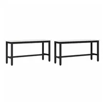 vidaXL Esstischbank 2 pcs Weiß 100 x 32,5 x 49 cm Massives Kiefernholz