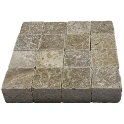 WOHNRAUSCH Pflastersteine »Keona Brown«, LxBxH: 10 x 10 x 7 cm, (1 m2), Travertin, braun/beige