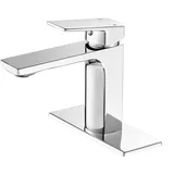 Verchromter Badezimmer-Wasserhahn mit einem Loch, moderner Waschtisch-Wasserhahn, Einzelgriff, Deck-Montage, Waschtischarmatur (Chrom)