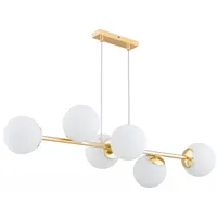 KAR LIGHTING Pendelleuchte 6-flammig Gold Glas klassische Hängelampe E27 LED geeignet Wohnzimmerlampe Esszimmerlampe Schlafzimmerlampe Flurlampe höhenverstellbar zeitlos elegante Innenbeleuchtung