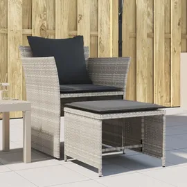 vidaXL Gartenstuhl mit Fußhocker 64 x 69 x 21 cm grau
