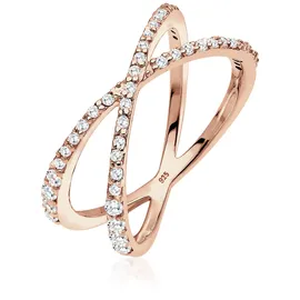 Elli Ring Damen Wickel X mit Zirkonia Kristallen in 925 Sterling Silber
