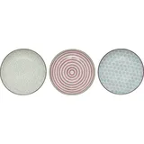 Bloomingville Frühstücksteller 20 cm blau/grün/rosa 3er Set