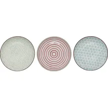 Bloomingville Frühstücksteller 20 cm blau/grün/rosa 3er Set