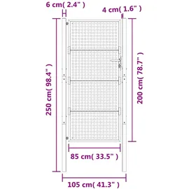 vidaXL Gartentor Anthrazit 105x250 cm Stahl