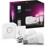 Philips Hue White & Color Ambiance Starter Set E27 Lampen 2-er Pack (1100), Smart Button