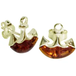 Paar Ohrstecker OSTSEE-SCHMUCK "Ostsee-Schmuck Ohrstecker Anker Ohrstecker Anker", gelb, Ohrringe, Damen, 12 x 12mm, Silber 925 (Sterlingsilber)