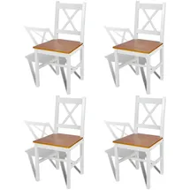 vidaXL Esszimmerstühle 4 Stk. Weiß Kiefernholz
