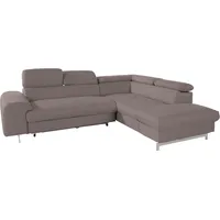 Ecksofa COTTA "Chef L-Form" Sofas Gr. B/H/T: 262cm x 72cm x 206cm, Struktur, Ottomane rechts, mit Kopfteilverstellung-ohne Bettfunktion und Bettkasten, braun mit Kopfteilverstellung, wahlweise Bettfunktion