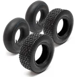 Wiltec 2x Reifenmantel 2x Schlauch Aufsitzmäher/Rasentraktor 16x6.50-8 4PR Gerades Ventil