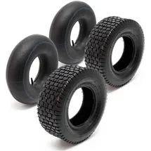 Wiltec 2x Reifenmantel 2x Schlauch Aufsitzmäher/Rasentraktor 16x6.50-8 4PR Gerades Ventil
